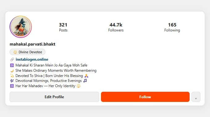 Simple Mahakal Bio For Instagram